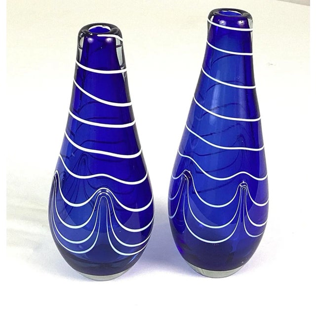 Italian 1930s Italian Hand Blown Cobalt Vases, Murano Attributed- Set of 2 For Sale - Image 3 of 5