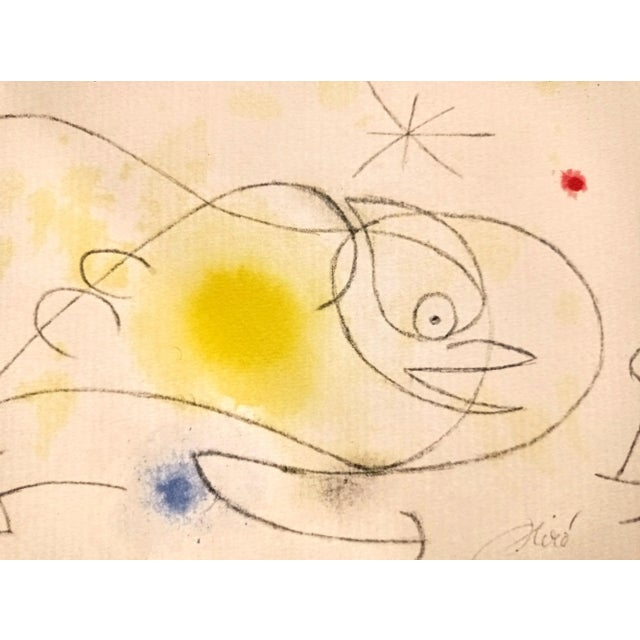 Joan Miro - Oiseau, Etoiles, 1976 Beautiful quality lithograph signed in the plate and under its japanese protection...