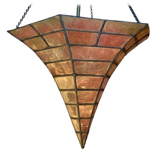 Arts and Crafts Capiz Shell "Witches Cap" Chandelier For Sale