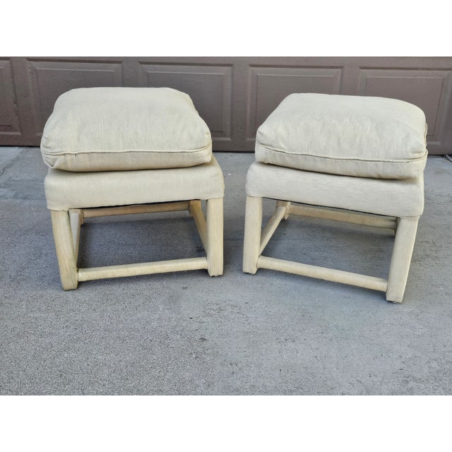 1970s Square Pillow Top Ottomans Attributed to Milo Baughman- A Pair For Sale In Phoenix - Image 6 of 11