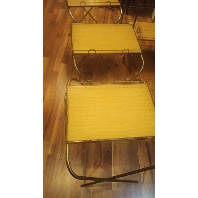 Vintage Cesare Lacca Style Rolling and Folding 2-Tier 4-Tray Bar Cart / Tea Cart For Sale - Image 13 of 17
