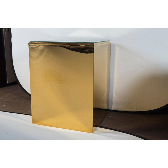 Mid 20th Century Pair of Large Brass Cube Side Tables For Sale - Image 12 of 13