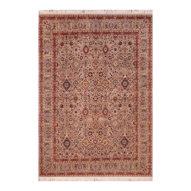 Shabby Chic Floral 1990's Pak-Persian Gray/Red Wool Rug - 8'1'' X 10'4'' For Sale