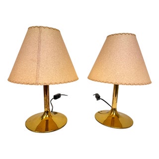 Mid-Century Brass Table Lamps attributed to Temde, 1970s, Set of 2 For Sale