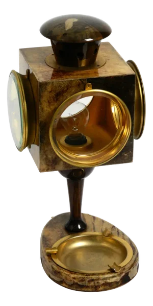 Large Mid-Century Italian Lantern with Ashtray Table Lamp by Aldo Tura, 1960s