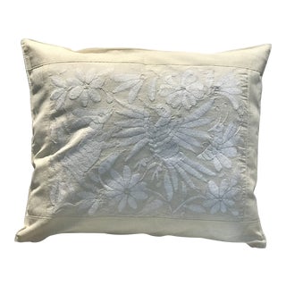 Mexican Tenango Hand Embroidered Pillow Cover For Sale