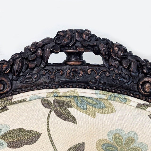 Wood Victorian Rococo Revival Carved Bergère Lounge Chair With Floral Upholstery For Sale - Image 7 of 8