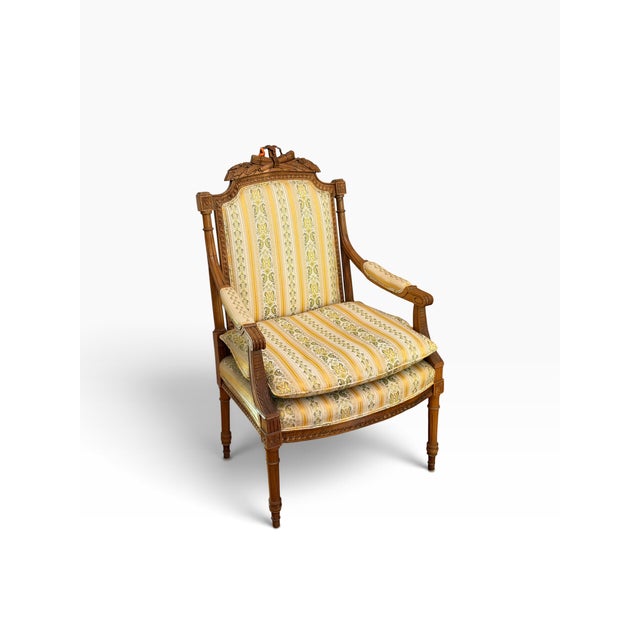 19th Century 1 of 2 Antique Swedish Louis XVI Style Arm Chair For Sale - Image 5 of 6