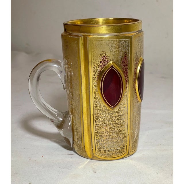 19th Century Rare Antique Handmade Moser Jewel Glass Crystal Tea Cup W/ Measurement Cabochon For Sale - Image 5 of 12