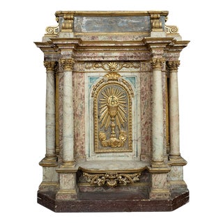 Antique Tabernacle of Roman Origin in Marbled Wood, 17th Century For Sale