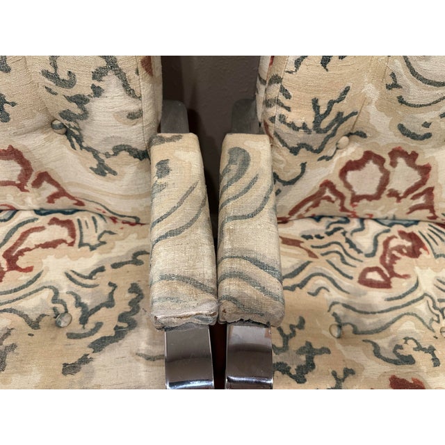 Metal 1970s Milo Baughman Style (Attributed) Dining Chairs; Chrome With Gorgeous Upholstery For Sale - Image 7 of 12