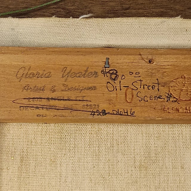 1970s VTG Street Scene #2 Impressonist Painting Purple Velvet Matt Silver Frame 1978 For Sale - Image 5 of 15