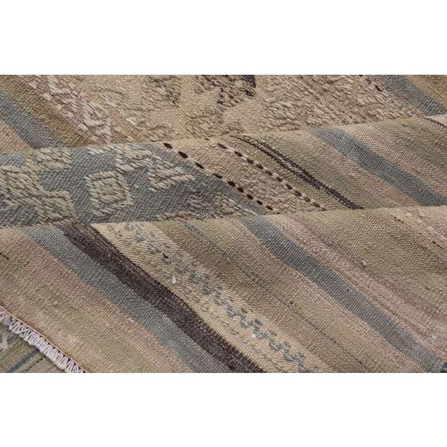 Turkish Vintage Kilim With Embroidered Motifs in Earthy Tones 5'3" X9'0" For Sale - Image 11 of 12
