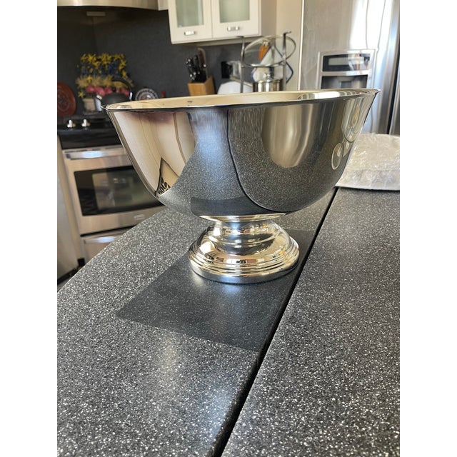 Silver Footed Punch Bowl with ladle and eight cups.