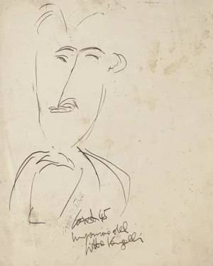 Man Figure Original Black China Ink Drawing by Antonio Vangelli