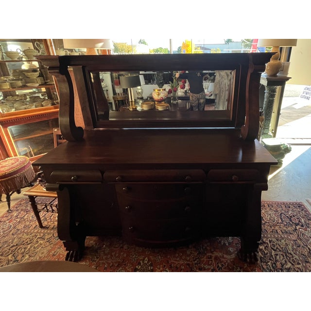 Traditional Large 1880's Empire Mahogany Buffet For Sale - Image 3 of 8
