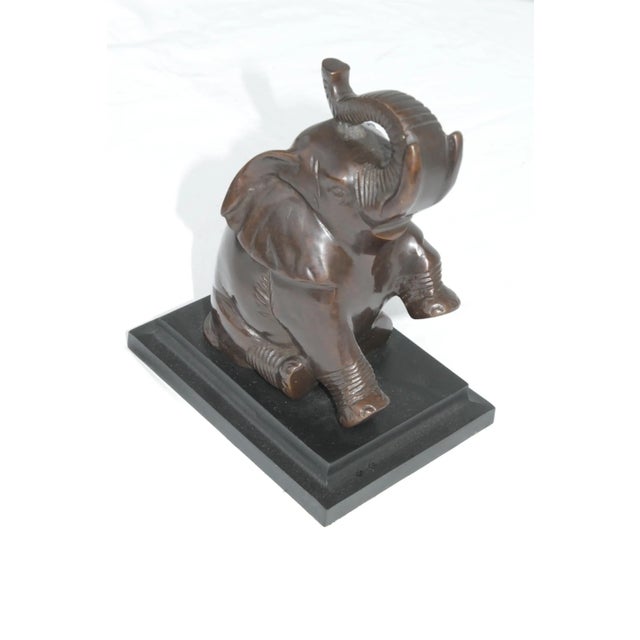 VTG Pair of Bronze Art Deco Baby Elephant Book Ends For Sale - Image 13 of 16