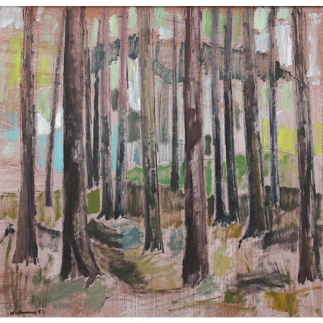 Harry Wichmann, Tree Trunks, 1953, Oil on Panel, Framed For Sale - Image 16 of 17