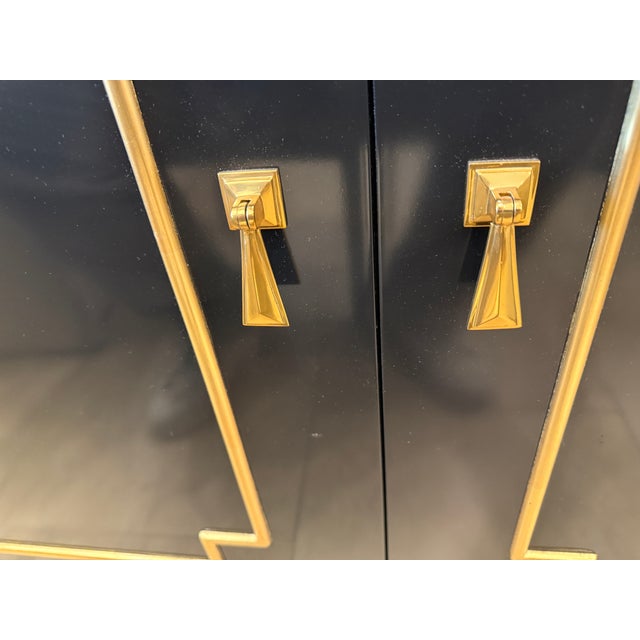 Century Furniture Regency Black and Gold Credenza For Sale - Image 4 of 18