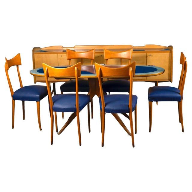 Dining Table and Chairs by Ico & Luisa Parisi, 1960s, Set of 7 For Sale