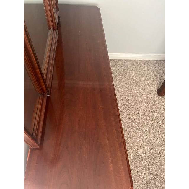 Traditional Ethan Allen Georgian Court Triple Dresser With Tri Fold Mirror 11-5203, 11-5240 For Sale - Image 3 of 10