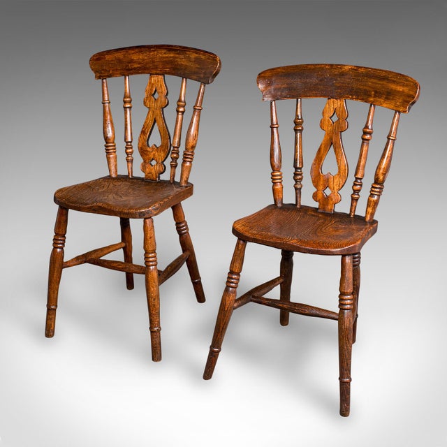 Late 19th Century Set of 4 Antique Station Chairs, English, Country House Kitchen, Seat, Victorian For Sale - Image 5 of 10
