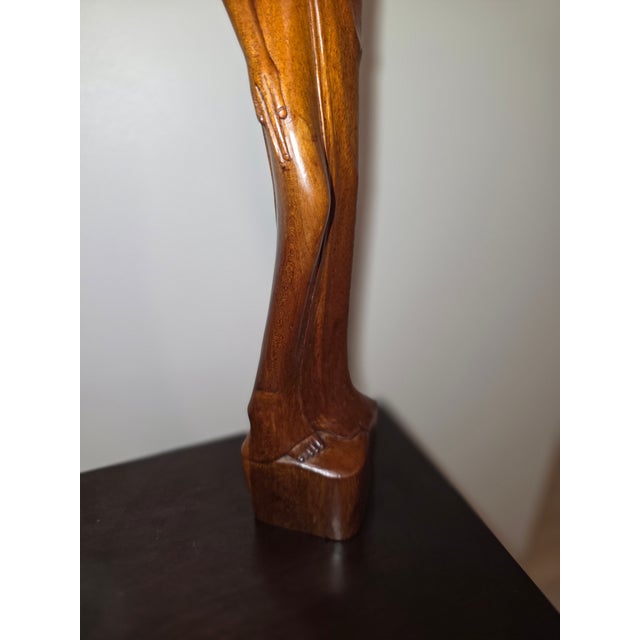 Large 21" Mid-Century Balinese Art Deco Macassar Ebony Wood Elongated Maiden Sculpture by a.a. Fatimah For Sale - Image 11 of 12