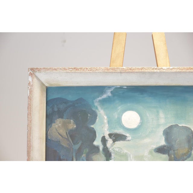 Blue Oil Painting, Indochina, Bruno Bernitz, 1948 For Sale - Image 8 of 13