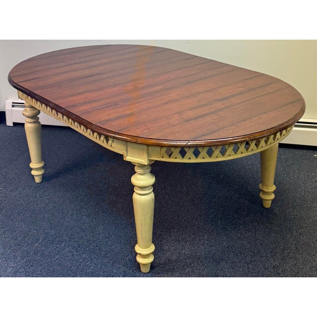 Farmhouse Hooker Furniture Rustic Farmhouse Painted Dining Table With 2 Leaves For Sale - Image 3 of 12