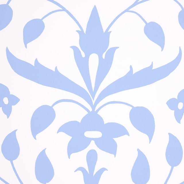 Mid-Century Modern Sample - Schumacher x Marie-Anne Oudejans Jaipur Mughal Flower Wallpaper in Blue For Sale - Image 3 of 4