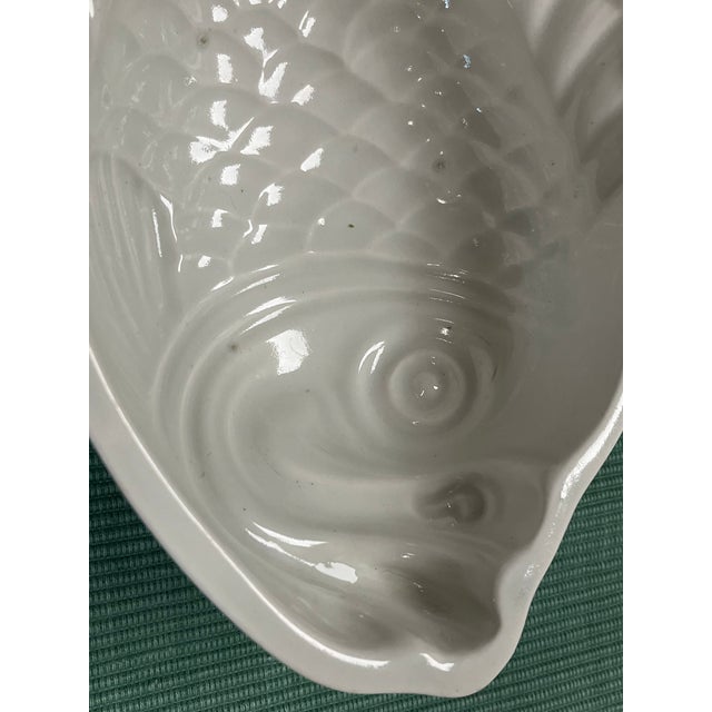 1960s Societe Ceramique Maestricht Early White Ceramic Fish Mold Holland For Sale - Image 4 of 10