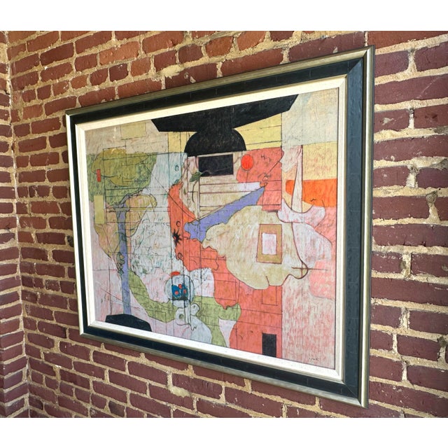 Abstract Jim Yeatts Modernist Abstract on Canvas For Sale - Image 3 of 11