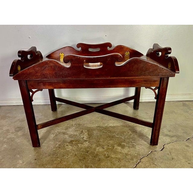 Chippendale English Chippendale Inlaid Mahogany Tea Table C. 1940's For Sale - Image 3 of 10