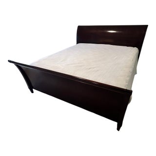 Barbara Barry for Baker Modern Regency Dark Mahogany King Size Sleigh Bed (Frame Only - No Mattress) For Sale