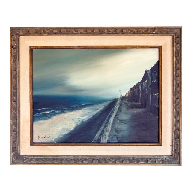 Late 20th Century Modern Coastal Scene Oil Painting "The Strand" by Meisenholder For Sale