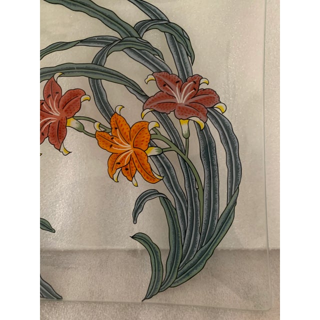 Vintage Glass Platter With Lilies For Sale In Los Angeles - Image 6 of 9