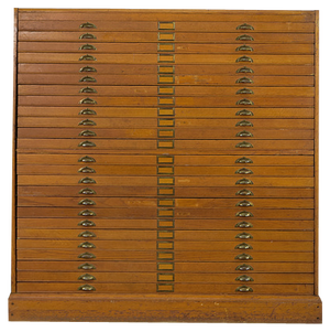 Large Vintage Industrial Oak File Cabinet with Multiple Drawers, 1930s