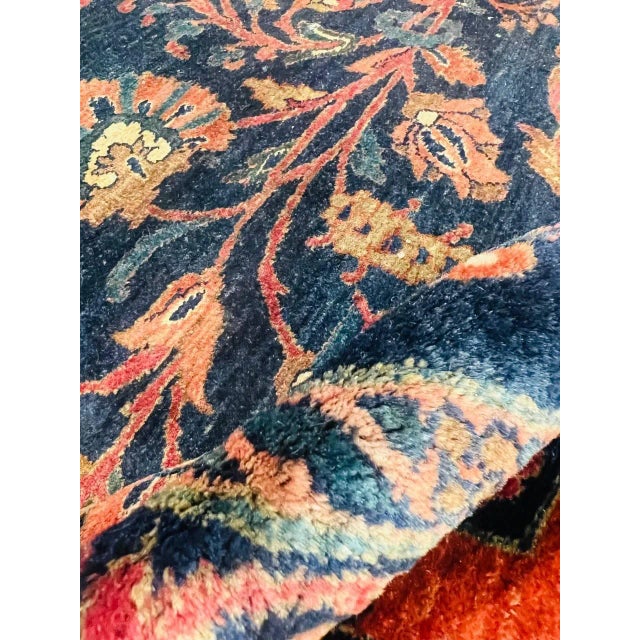 Navy Blue Persian Antique Sarouk For Sale - Image 4 of 12