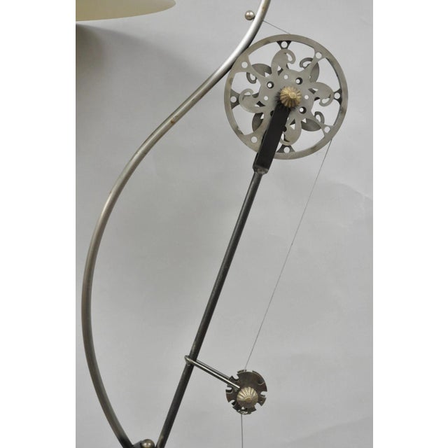 Silver Vintage Retro Steampunk Adjustable Cantilever Pulley Victorian Floor Lamp For Sale - Image 8 of 18