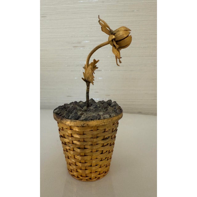 Mexican Gilt Sterling Potted Peony Flower Attributed to Janna Thomas for Tiffany & Co For Sale - Image 3 of 9