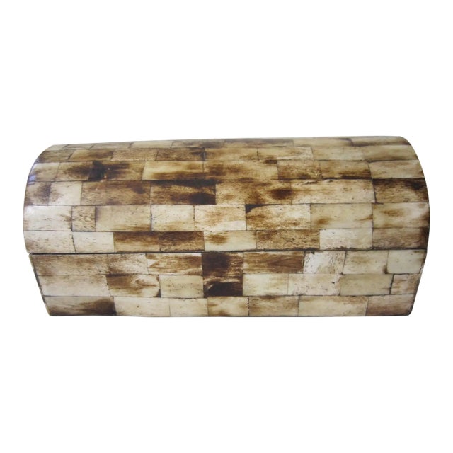 Vintage Tessellated Horn Dome Top Jewelry Box For Sale