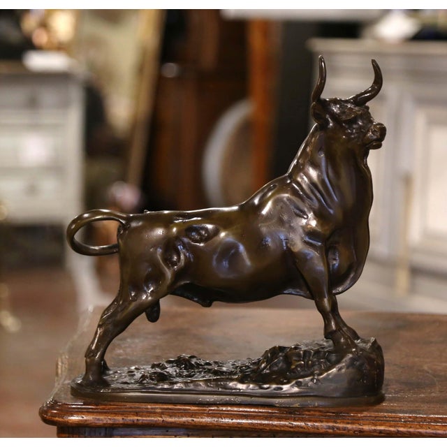 19th Century French Patinated Bronze Bull Sculpture Signed G. Gardet For Sale In Dallas - Image 6 of 12
