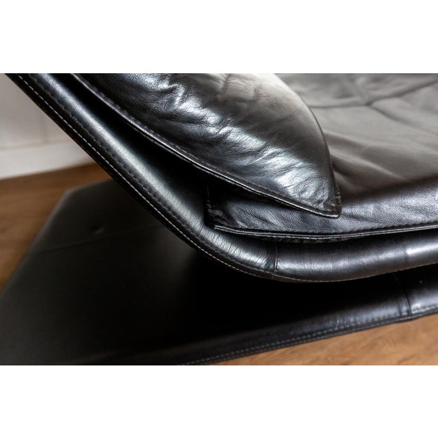Vintage Chaise Lounge in Black Leather by Maurice Villency, 1980s For Sale - Image 11 of 18