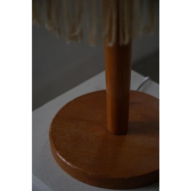 Early 20th Century Art Deco Danish Wooden Table Lamp with Floral Shade, 1920s For Sale - Image 17 of 18