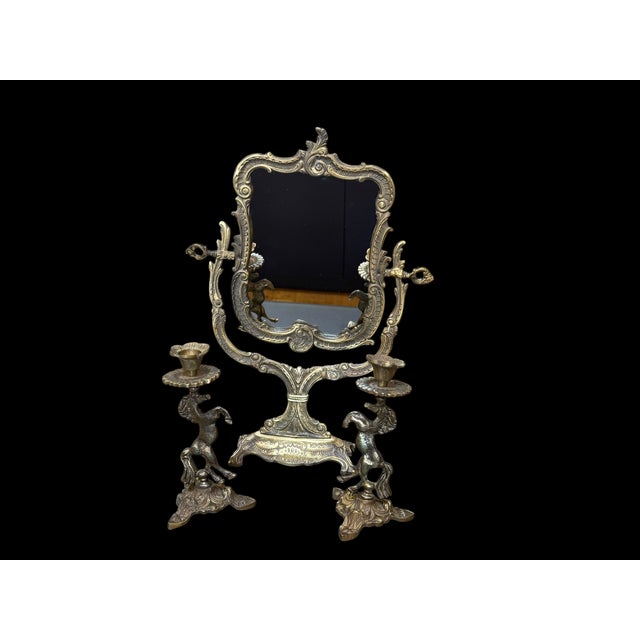 Handmade Brass Horse Mirror Set For Sale - Image 12 of 18