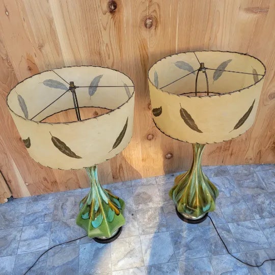 Vintage Mid Century Modern Green Table Lamp - Pair Beautiful pair of retro Green Hued Color Table Lamp