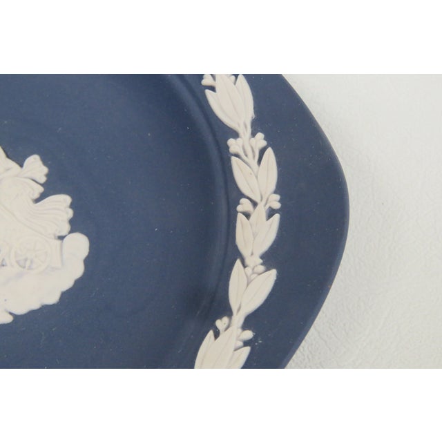 Wedgwood Dark Blue Jasperware Small Trinket Tray Pin Dish Made in England 5001b For Sale - Image 9 of 11