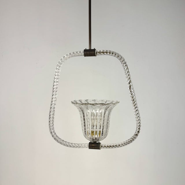 1940s Murano Glass Pendant Lamp from Barovier Toso, 1940s For Sale - Image 5 of 13