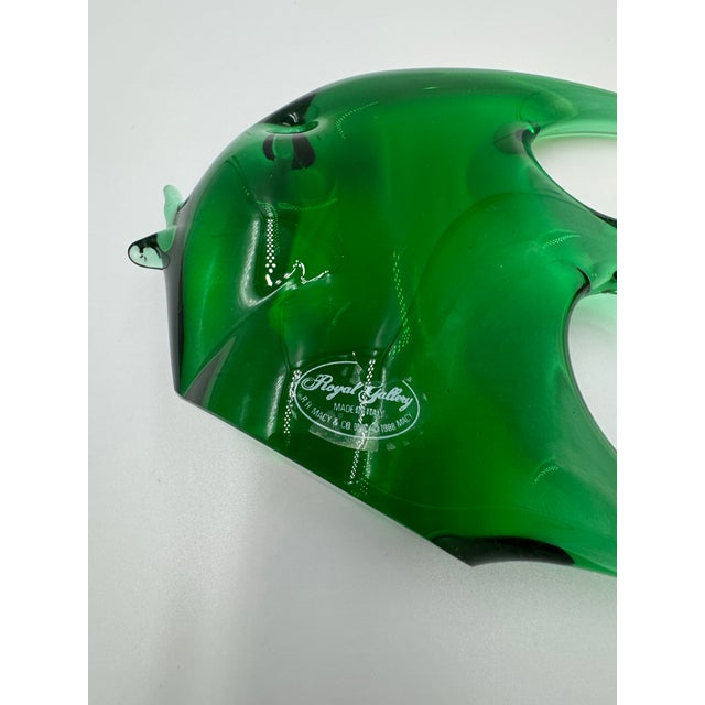 Italian Small Royal Gallery Italian Murano Style Green Glass Fish For Sale - Image 3 of 4