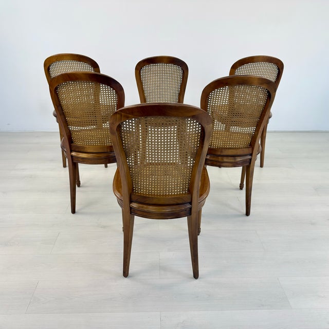 Brown Louis XVI Style Dining Chairs - Set of 6 For Sale - Image 8 of 9